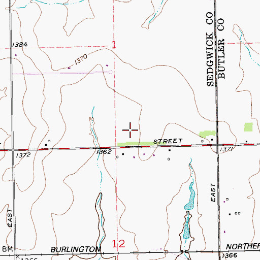 Topographic Map of Wheatland Elementary School, KS