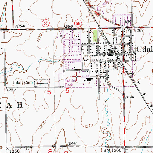 Topographic Map of Udall Middle School, KS