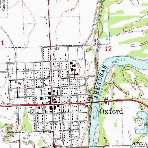Topographic Map of Oxford Elementary School, KS