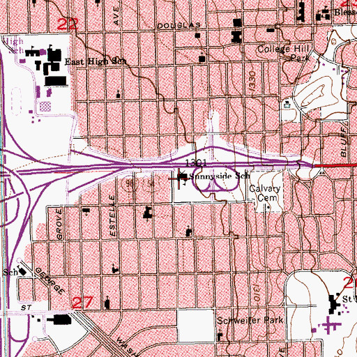 Topographic Map of Calvary Chapel Christian School, KS