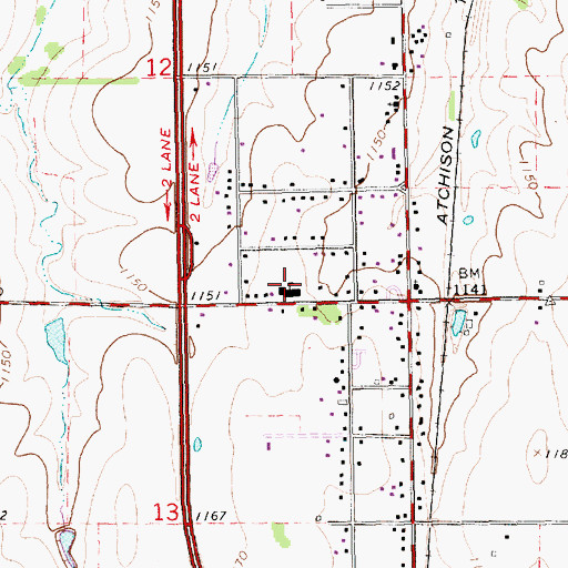 Topographic Map of IXL Elementary School, KS