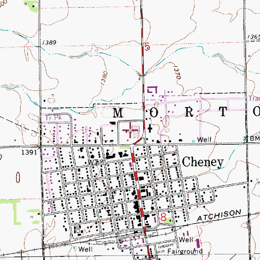 Topographic Map of Cheney Middle School, KS