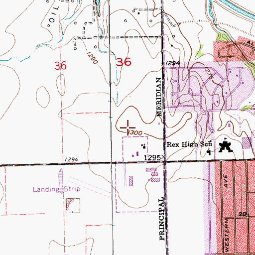 Topographic Map of Prairie Elementary School, KS