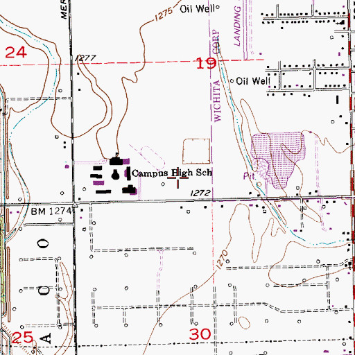 Topographic Map of Ruth Clark Elementary School, KS