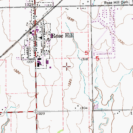 Topographic Map of Rose Hill Middle School, KS