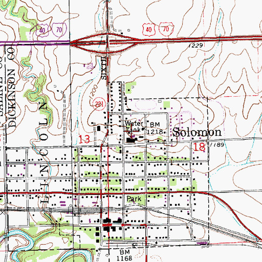 Topographic Map of Solomon High School, KS