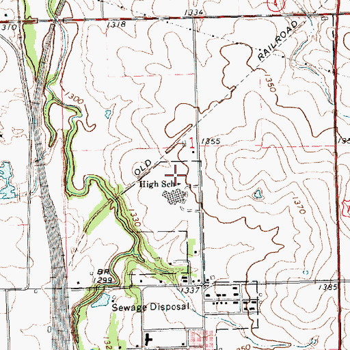 Topographic Map of Herington Elementary School, KS