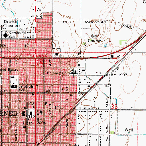 Topographic Map of Phinney Elementary School, KS