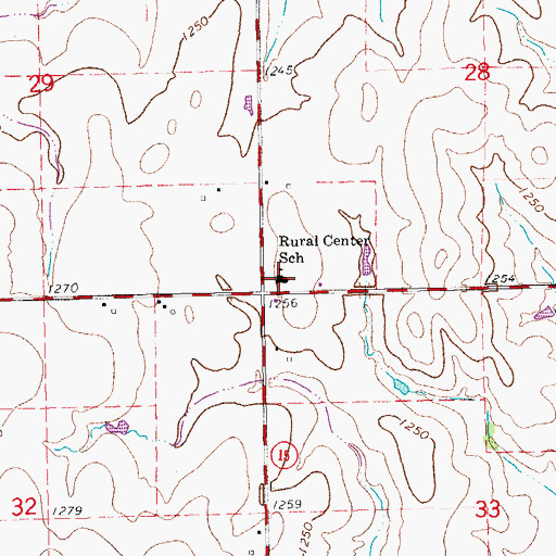 Topographic Map of Rural Center Elementary School, KS