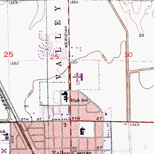 Topographic Map of Valley Center Middle School, KS