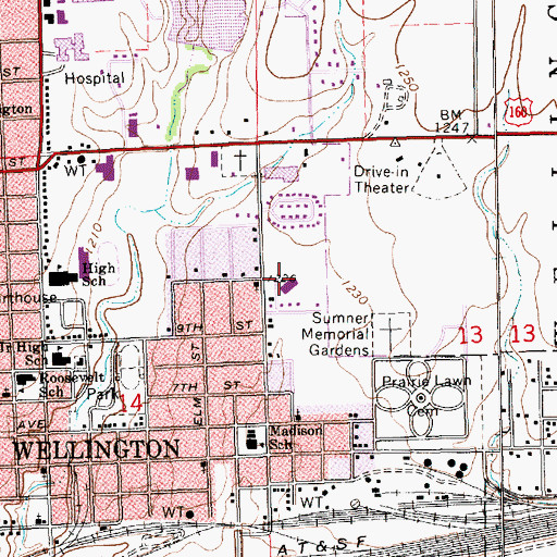 Topographic Map of Kennedy Elementary School, KS