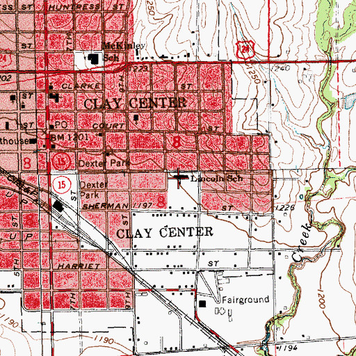 Topographic Map of Lincoln Elementary School, KS