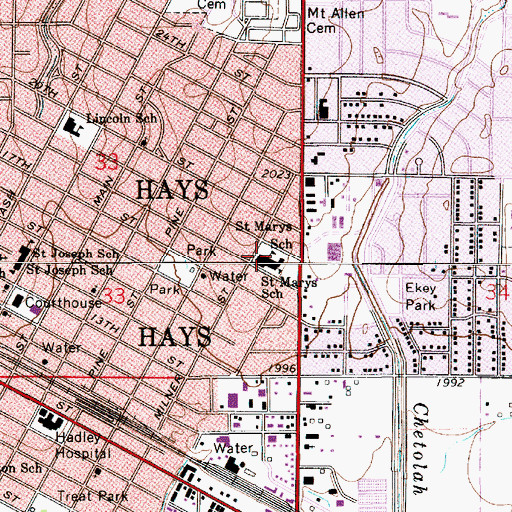 Topographic Map of Holy Family Elementary School, KS