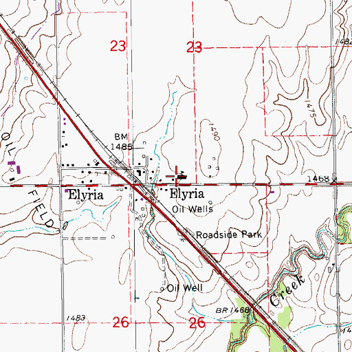 Topographic Map of Elyria Christian School, KS