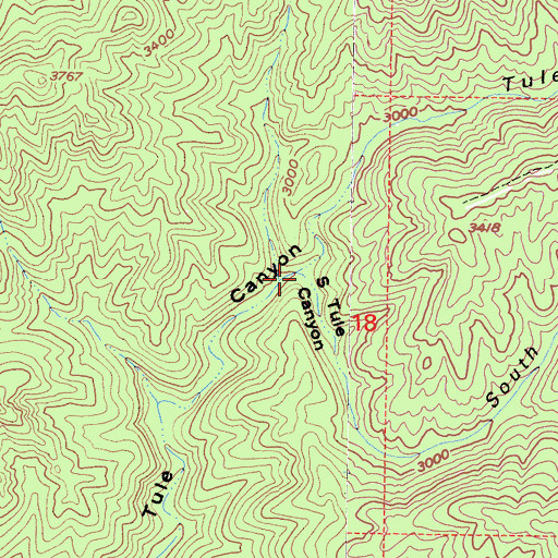 Topographic Map of South Tule Canyon, CA