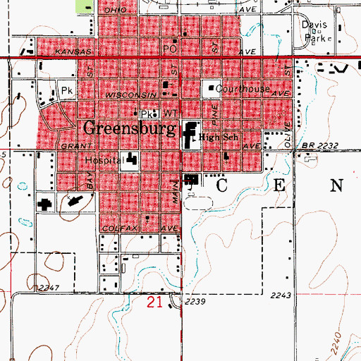 Topographic Map of Delmer Day Middle School, KS