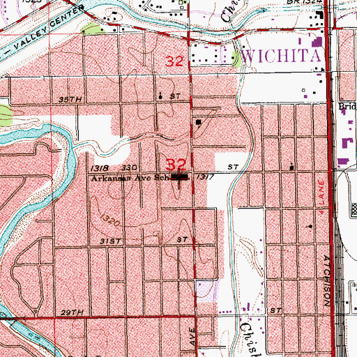 Topographic Map of Arkansas Avenue Gateway Alternative High School, KS