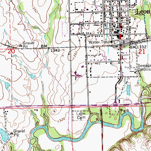 Topographic Map of Bluestem Junior / Senior High School, KS
