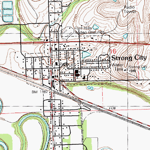 Topographic Map of Chase County Middle School, KS