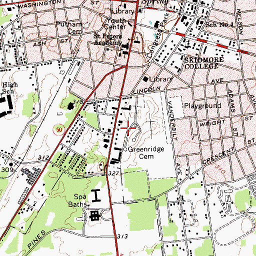 Topographic Map of Saratoga Mobile Home Park, NY