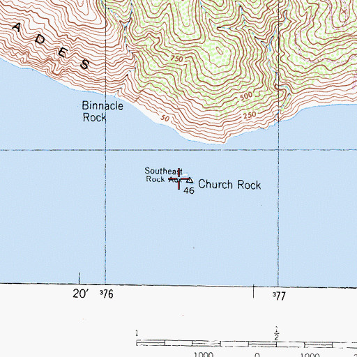 Topographic Map of Southeast Rock Auxiliary, CA