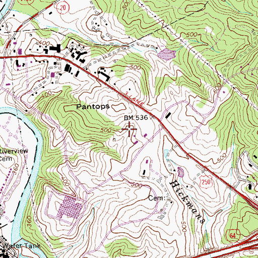 Topographic Map of Montessori Pantops Mountain Community School, VA