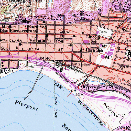 Topographic Map of Southern Pacific Station, CA