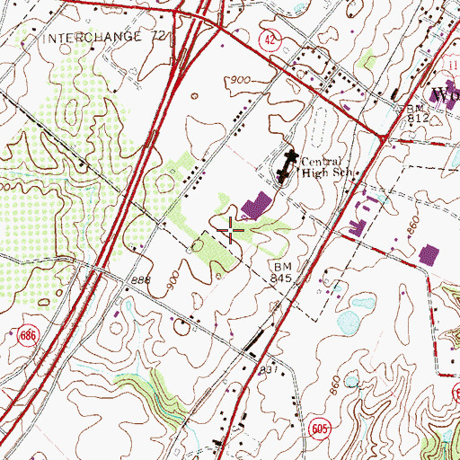 Topographic Map of Peter Muhlenberg Middle School, VA