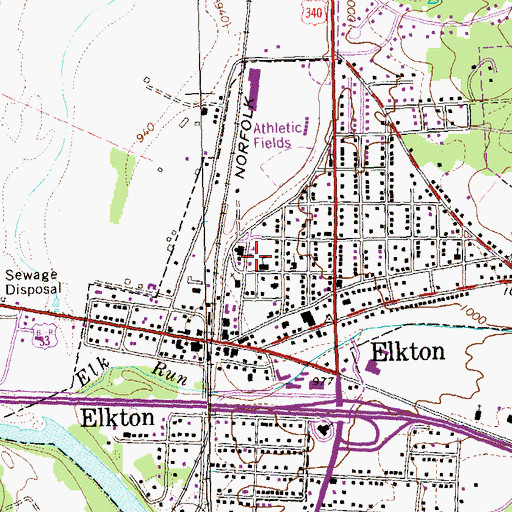 Topographic Map of Elkton Elementary School, VA