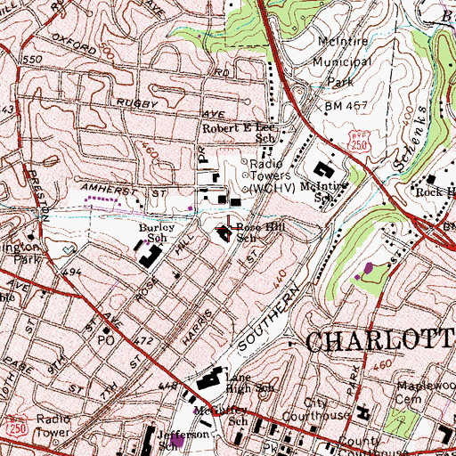 Topographic Map of Murray High School, VA