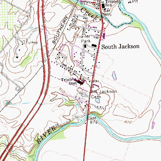 Topographic Map of Massanutten Regional Governor's School, VA