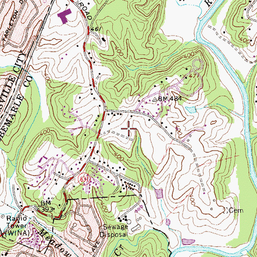 Topographic Map of Charlottesville Catholic School, VA