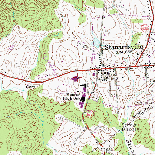 Topographic Map of Nathanael Greene Primary School, VA