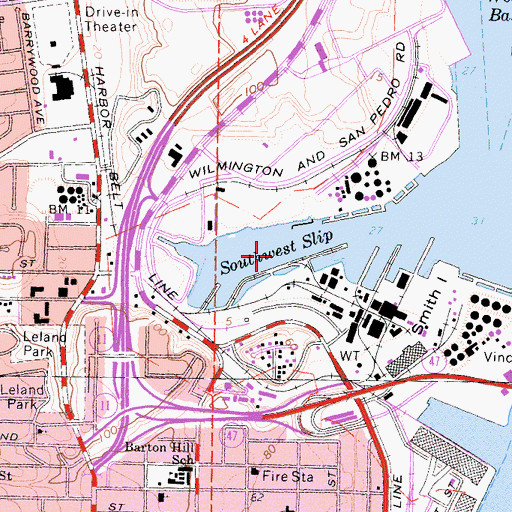 Topographic Map of Southwest Slip, CA