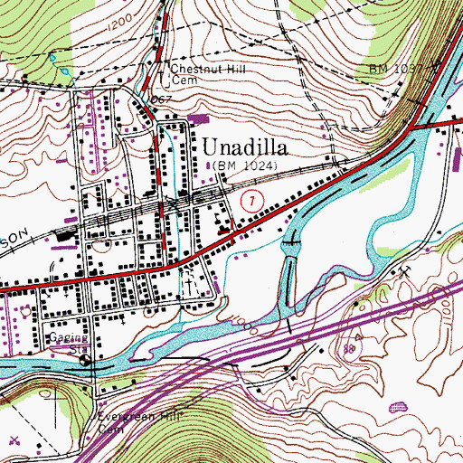Topographic Map of Unadilla Elementary School, NY