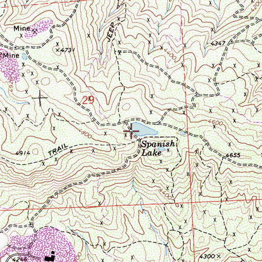 Topographic Map of Spanish Lake, CA