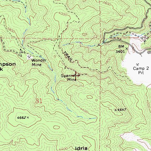 Topographic Map of Spanish Mine, CA