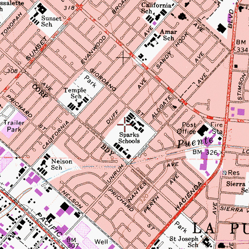 Topographic Map of Sparks Schools, CA