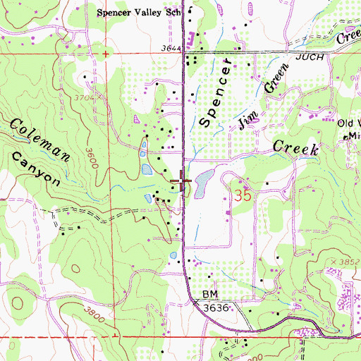 Topographic Map of Spencer Valley, CA