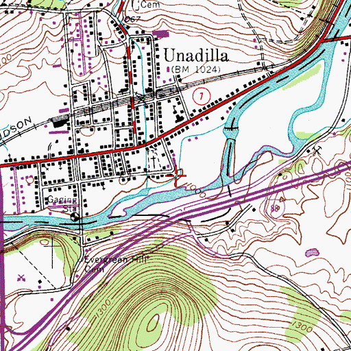 Topographic Map of Unadilla Baptist Church, NY