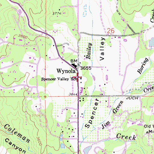 Topographic Map of Spencer Valley Elementary School, CA