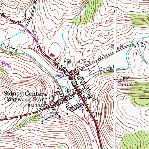 Topographic Map of Sidney Center Baptist Church, NY