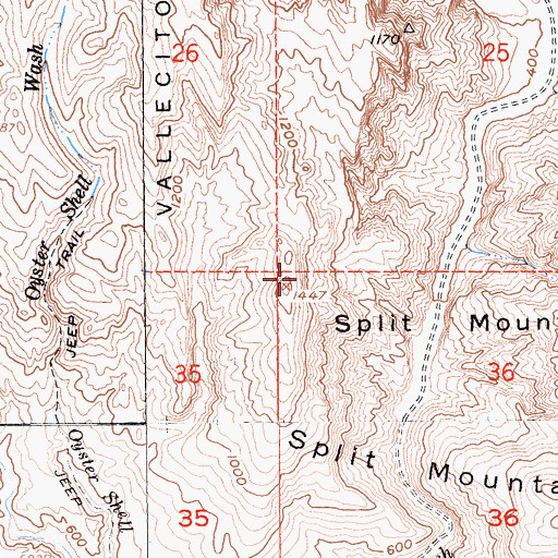Topographic Map of Split Mountain, CA