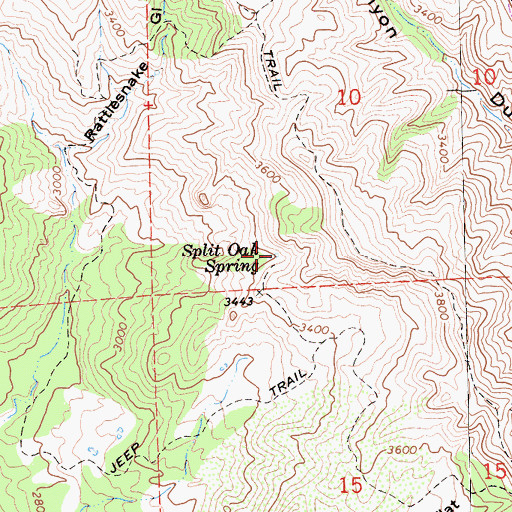 Topographic Map of Split Oak Spring, CA