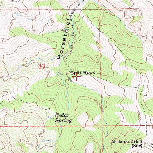 Topographic Map of Split Rock, CA