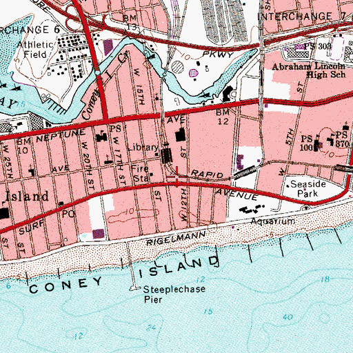 Topographic Map of Mardi Gras Theater (historical), NY