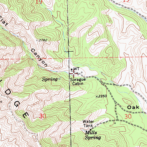 Topographic Map of Sprague Cabin, CA