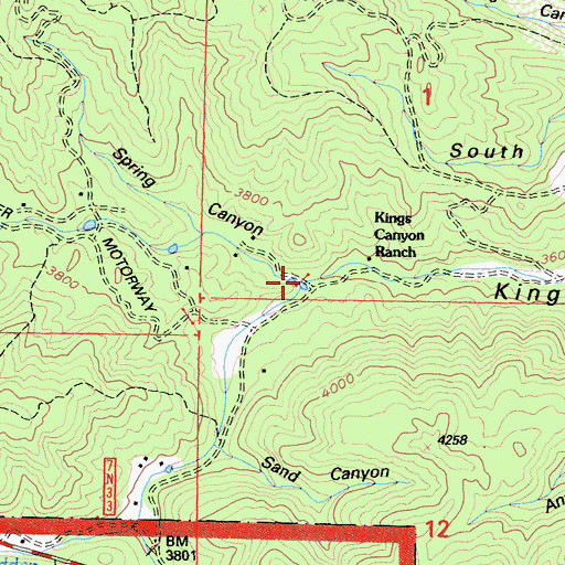 Topographic Map of Spring Canyon, CA