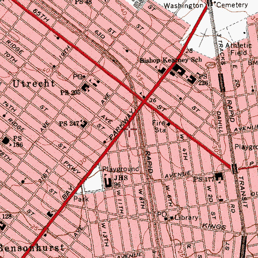 Topographic Map of Marboro Theatre (historical), NY
