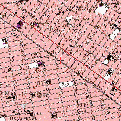 Topographic Map of Madison Theater (historical), NY